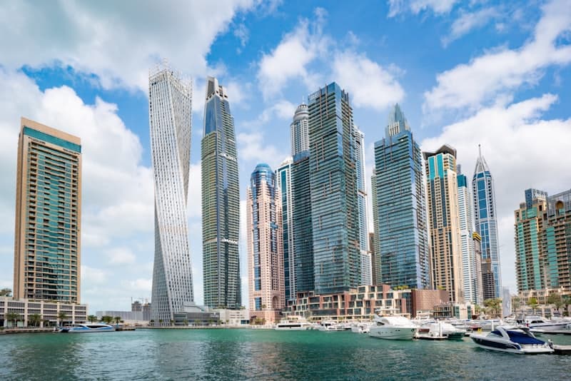 Dubai Marina skyline and waterfront